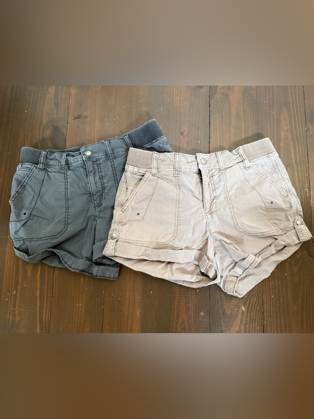 American Eagle Outfitters Casual Drawstring Shorts — Charcoal and Light Taupe